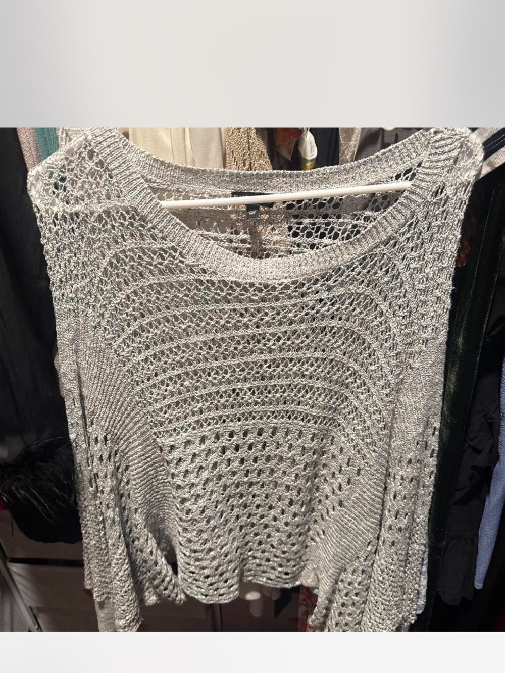 Light Gray Open-Knit Women’s Sweater
